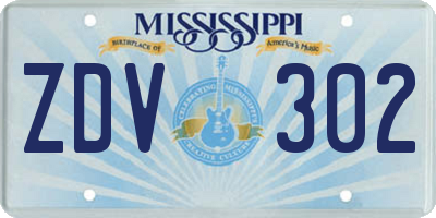 MS license plate ZDV302