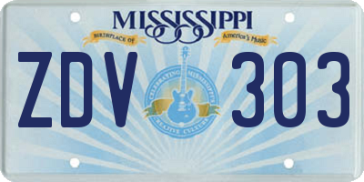 MS license plate ZDV303