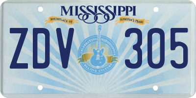 MS license plate ZDV305