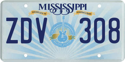 MS license plate ZDV308
