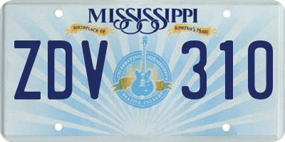 MS license plate ZDV310