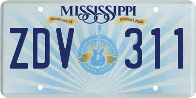 MS license plate ZDV311