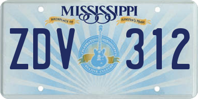 MS license plate ZDV312