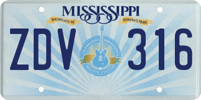 MS license plate ZDV316