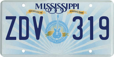 MS license plate ZDV319