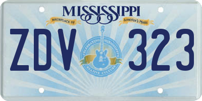 MS license plate ZDV323