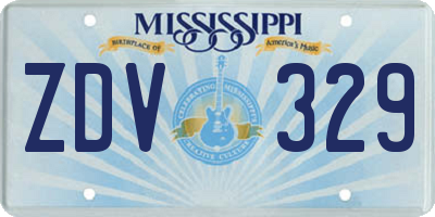 MS license plate ZDV329