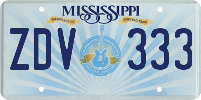 MS license plate ZDV333