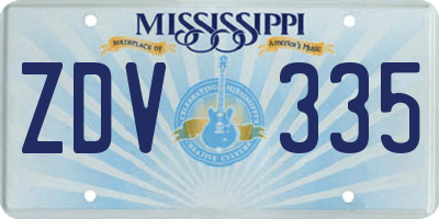 MS license plate ZDV335