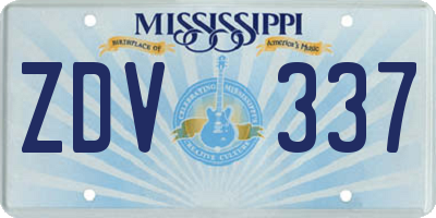 MS license plate ZDV337