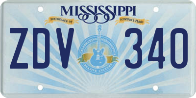MS license plate ZDV340