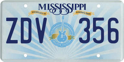 MS license plate ZDV356