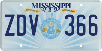 MS license plate ZDV366