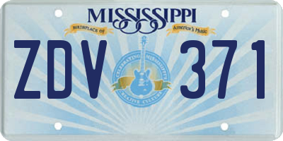MS license plate ZDV371