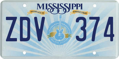 MS license plate ZDV374