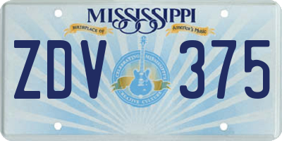 MS license plate ZDV375