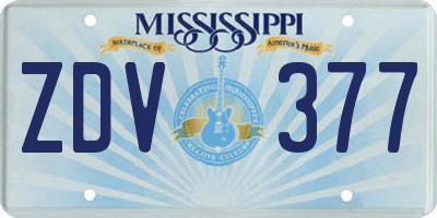 MS license plate ZDV377