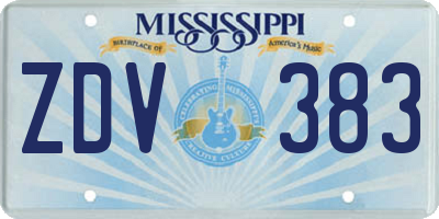 MS license plate ZDV383