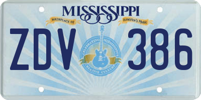 MS license plate ZDV386