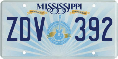 MS license plate ZDV392