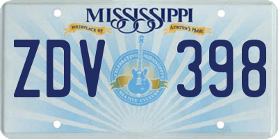 MS license plate ZDV398