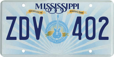 MS license plate ZDV402