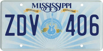 MS license plate ZDV406
