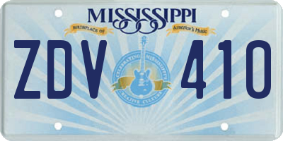 MS license plate ZDV410