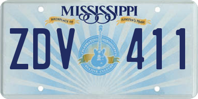 MS license plate ZDV411