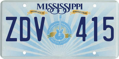 MS license plate ZDV415