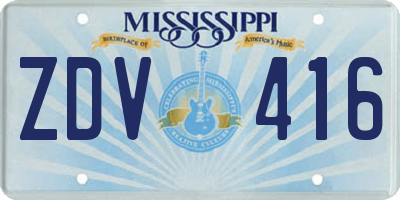 MS license plate ZDV416
