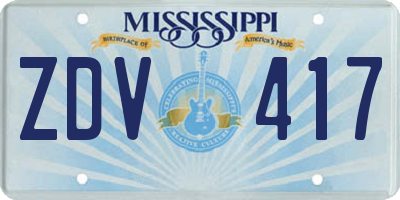 MS license plate ZDV417