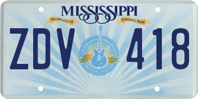 MS license plate ZDV418
