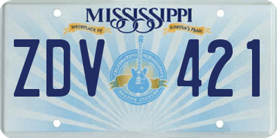 MS license plate ZDV421