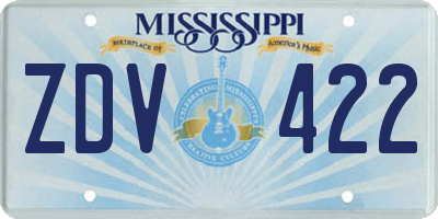 MS license plate ZDV422