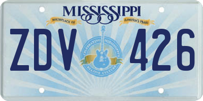 MS license plate ZDV426