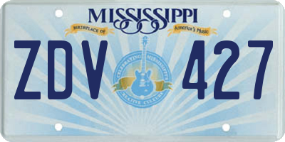 MS license plate ZDV427