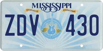 MS license plate ZDV430