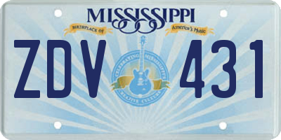 MS license plate ZDV431