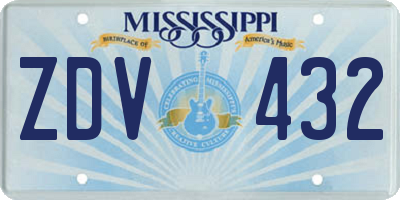 MS license plate ZDV432