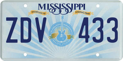 MS license plate ZDV433