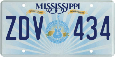 MS license plate ZDV434