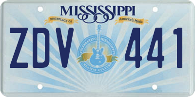 MS license plate ZDV441
