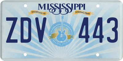 MS license plate ZDV443