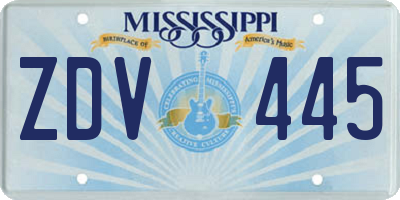 MS license plate ZDV445