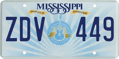 MS license plate ZDV449