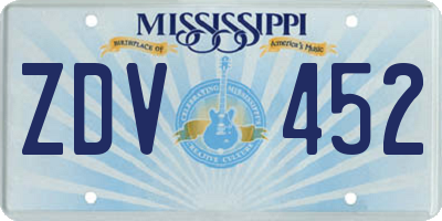 MS license plate ZDV452