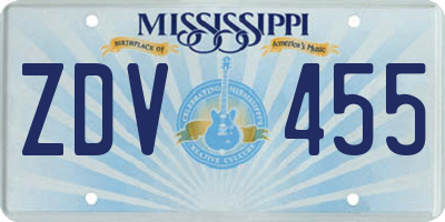 MS license plate ZDV455