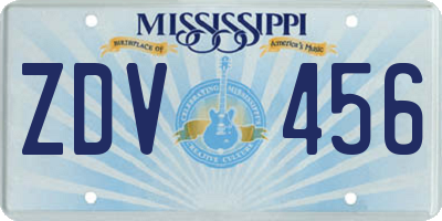 MS license plate ZDV456