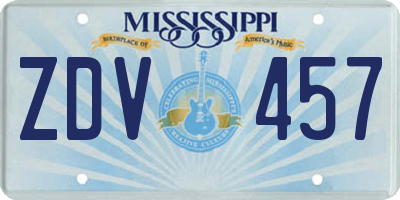 MS license plate ZDV457